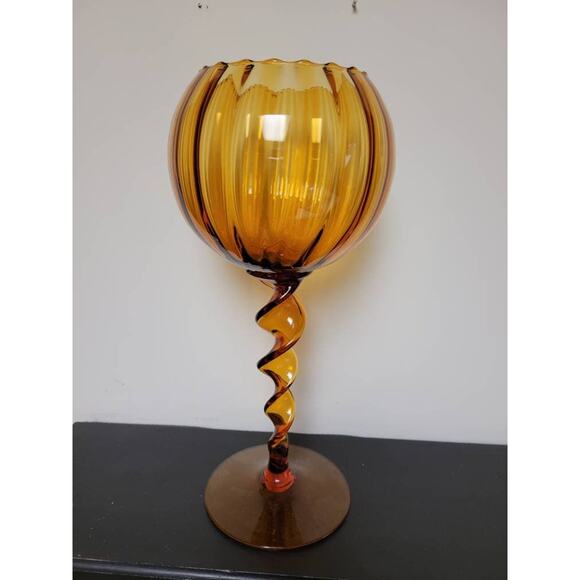 Vintage Empoli Snifter Vase, Twist Stem Onion, MCM Art Glass 13-3/4" - Picture 2 of 6